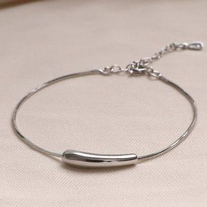 #NEW 925 Sterling Silver Simple Bar Bracelet A